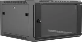 Caymon CAYMON WPR606R/B Sieninė spintelė 19” 6U, gylis 600 mm, nuimamas galinis dangtelis, juodas