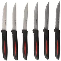 Alpina - INOX nerūdijančio plieno kepsnių peilių rinkinys 23 cm 6 vnt. (juodas)