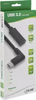 InLine® USB 3.2 kabelis, C tipo kištukas kampu į moterišką, juodas, 0,5 m