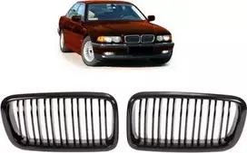 MTuning Sportinės grotelės dvigubos briaunos Blizgus Juodas BMW 7 E38 1994-2001 m.