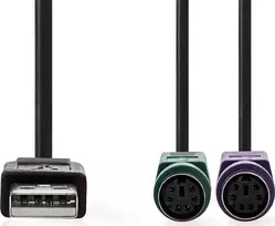 Nedis kabelis Nedis CCGB60830BK03 PS/2 laidas 0,3 m USB A 5-p DIN juodas
