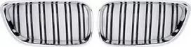 MTuning Sportinės grotelės dvigubos briaunos Chromas ir juodas BMW 2 F22 F23 2013-2021 m.