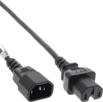 Kabelis zasilający InLine® Maitinimo kabelio ilgintuvas, karštos būklės jungtis IEC-C15 tiesiai į IEC-C14 tiesi, 1,8 m, juoda