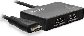 Šakotuvas InLine® kabelio skirstytuvas HDMI 2 prievadų, 4K/60Hz, su USB maitinimo kabeliu, 0,5 m