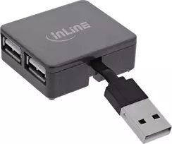 InLine® USB 2.0 4 prievadų šakotuvas, USB-A kištukas iki 4x USB-A lizdas, juodas, 4 cm, plonas dizainas
