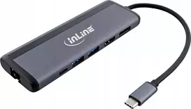 InLine® 8-in-1 USB-C multihub prijungimo stotis, HDMI, DisplayPort, USB 3.2, PD 3.0 100W, MST