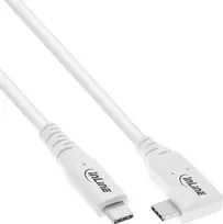 „InLine ®“ USB4 laidas, USB C tipo, viena pusė kampuota, PD 240 W, 8K60 Hz, TPE baltas, 1 m