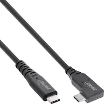 InLine® USB4 kabelis, USB Type-C, viena pusė kampu, PD 240W, 8K60Hz, TPE juodas, 1,5 m
