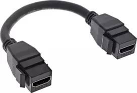 Adapteris AV InLine® HDMI 2x Keystone kabelis 4K/60Hz, HDMI A moteriškas/moteris, juodas, 0,2 m
