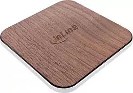 Įkroviklis InLine® Qi medienos įkroviklis, išmaniojo telefono belaidis greitas įkroviklis, 5/7,5/10W/15W, C tipas