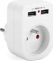 Montis skirstytuvas su įžeminimu 1p+Z 2xUSB 2.1A Montis MT092 baltas