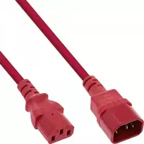 Kabelis zasilający InLine 55vnt. Bulk-Pack InLine® maitinimo laido ilgintuvas, nuo C13 iki C14, raudonas, 1 m