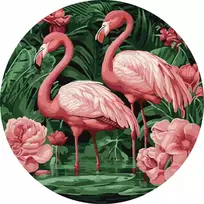 Teka Piešimas skaičiais apvalus rėmelis - Flamingos in...