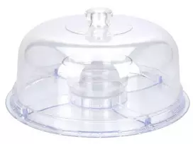 Excellent Houseware Daugiafunkcinė lėkštė tortams su plastikiniu dangteliu