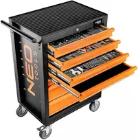 Dirbtuvių spintelė NEO TOOLS 84-222-9 su 7 stalčiais ir 129 įrankiais (matmenys: 680 x 460 x 1030 mm)