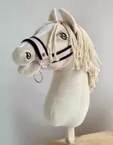 Super Hobby Horse Reguliuojamas kantaras hobi arkliukui – rožinis su juoda pūkine apdaila