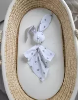 My Sweet Baby Minkštas medvilninis pledas kūdikiui su zuikučio figūra, pilkas su žvaigždutėmis
