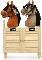 Super Hobby Horse Didelė dvivietė medinė hobio žirgų stotelė su durimis