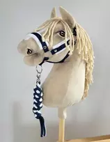 Super Hobby Horse Hobio arklio kantaras su balta pūkuota apdaila ir pavadžiu
