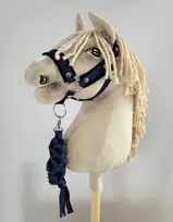 Super Hobby Horse Hobio žirgo kantaras ir pavadis – juoda ir tamsiai mėlyna