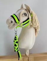 Super Hobby Horse Hobio arklio kantaras su pavadžiu, juodas/neoninis žalias