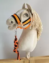 Super Hobby Horse Hobio žirgo kantaras su pavadžiu, juodas/neoninis oranžinis