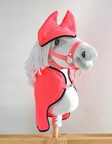 Super Hobby Horse Rožinis Hobby Horse rinkinys su fleece gūnia ir ausinėmis