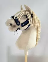Super Hobby Horse Reguliuojamas kantaras hobi arkliukui – tamsiai mėlynas su juoda pūkine apdaila