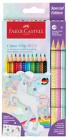Spalvoti pieštukai Faber-Castell Colour Grip Unicorn 10 +3 sparkle pastell spalvos