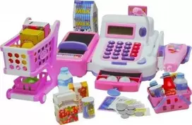 Lean Toys Vaikiška kasos aparatas su skaičiuotuvu ir priedais