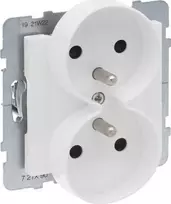 Legrand SUNO Dvigubas lizdas 2x2P+Aliuminis 16A 250V automatiniai gnybtai su sklende 721190