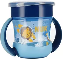 NUK NUK Magic Cup neišsiliejantis puodelis su rankenėlėmis 160ml 6m+ mėlynai šviečia tamsoje
