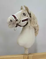 Super Hobby Horse Reguliuojamas kantaras hobi arkliukui rudas su balta pūkuota apdaila
