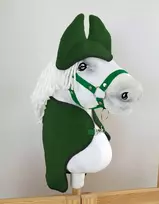 Super Hobby Horse hobby horse žirgui rinkinys: žalia vilnonė antklodė ir ausinės
