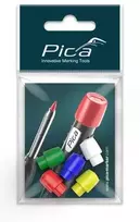 rinkinyje 5 vnt. spalvoti dangteliai mechaniniam pieštukui 7070 Fine Dry Pica [55801]