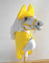 Super Hobby Horse Flisinis apklotas su ausinukais žaisliniam žirgui A4–A5, geltonas