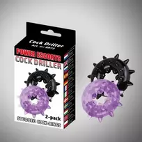 Power Escorts Cockdriller 2 pack juodas / violetinė 2 pack cockring 5 cm x 1,6 cm