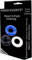 Power Escorts Ring-Donut Cockring 3 Pack-3 color mėlynas/clear/juodas