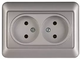 Dvivietis kištukinis lizdas VILMA SL250, metalo spalvos