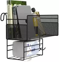 Virtuvinis sieninis metalinis organizatorius su kabliukais, 25x37x13 cm