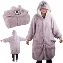 Minkštas ir šiltas oversize pledas su gobtuvu, violetinis