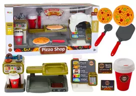 Lean Toys Vaikų žaidimų rinkinys „Picerija“ su kasa ir kavos aparatu