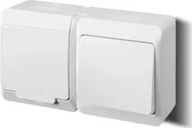 Elektro-Plast HERMES Vienpolis lizdas be 2P+Z+ vieno poliaus jungiklis baltas 0327-12