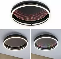 Lubinis šviestuvas Paulmann Lubinis šviestuvas SPACEGLOW ONE LED 3D DIM RGB vaivorykštės spalvos 38W 3900lm 3000-6500K nuotolinio valdymo pultas 230V matinė juoda / metalinis