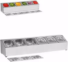Royal Catering Vitrinos stovas 6x GN 1/6 konteineriams + konteineriams su dangteliais (Ekspozicinė prekė)