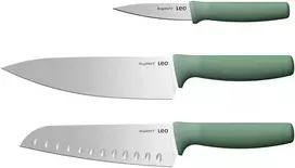BergHOFF 3 dalių peilių rinkinys - Forest serija su skutimo, šefo ir Santoku peiliais kasdieniam naudojimui
