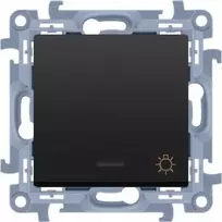 Kontakt-Simon Light mygtukas Kontakt-Simon Simon 10 CS1L.01/49 su LED foniniu apšvietimu, 10AX modulis, 250V~, sraigtiniai gnybtai, matinė juoda