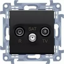 Kontakt-Simon Antenos lizdas Kontakt-Simon Simon 10 CASK.01/49 R-TV-SAT terminalas / terminalas praėjimo lizdo moduliui. 1x įvestis: 5MHz-2,4GHz matinė juoda