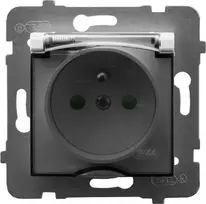 Ospel GPH-1UZP/m/00/d ARIA Apsauginis nuo vandens purslų lizdas su IP44 apsaugos klase ir srovės grandinės užsklandomis, permatomu dangteliu, baltas GPH-1UZP/m/00/d