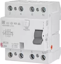 Srovės nuotėkio rėlė ETI EFI-P4 A 10kA, 4P, 25 A, 415 V,30mA